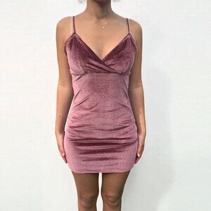 Urban Outfitters Velvet Bodycon Mini Dress In Dusty Rose Adjustable Straps Sz M